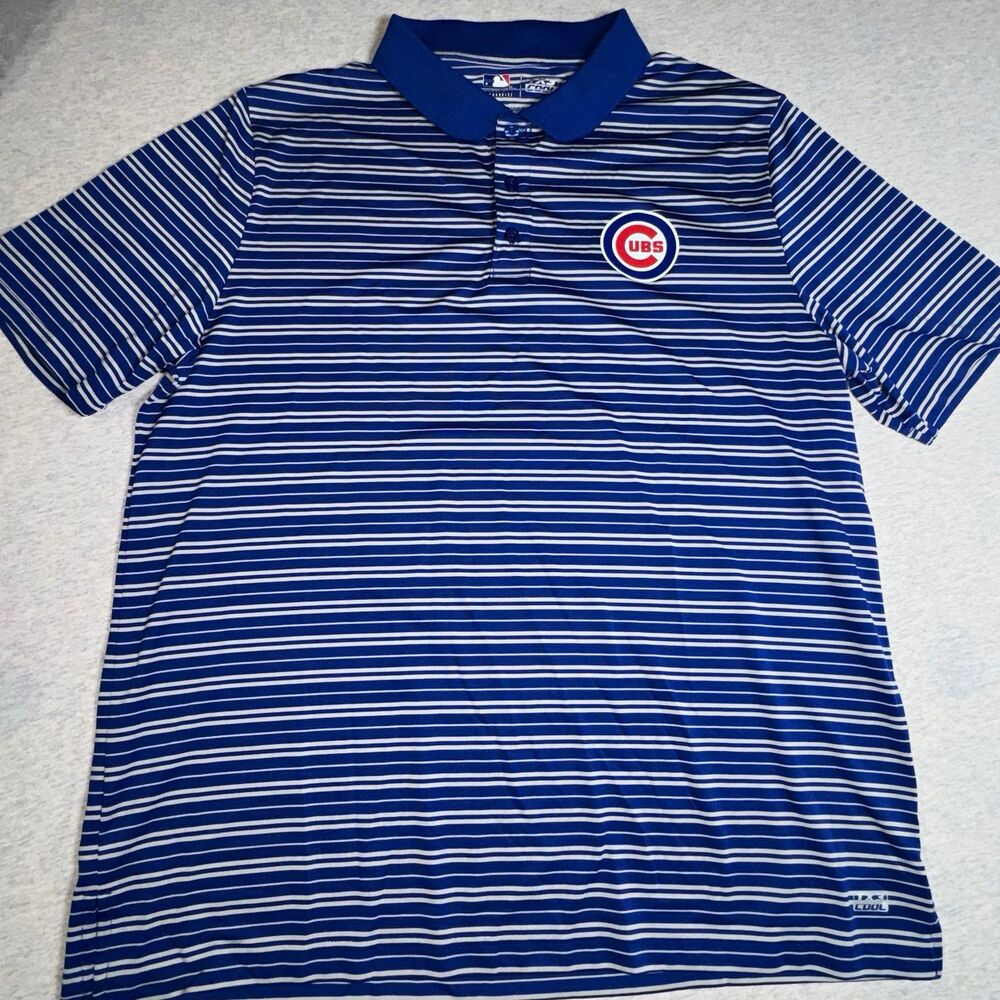 MLB Genuine Merchandise Chicago Cubs MLB TX3 Cool Striped Polo Blue/White XL